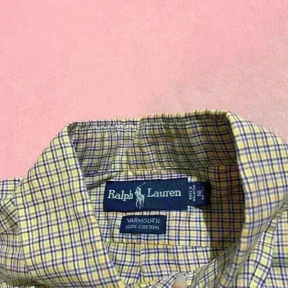 Vintage Ralph Lauren Mens Plaid Long Sleeve Button Up Shirt Yarmouth 16 32/33 - Picture 3 of 11